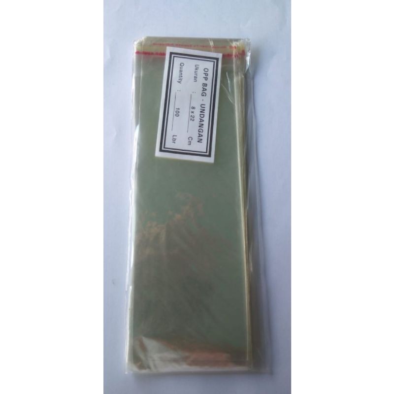 plastik opp undangan ukuran 8x22, 8.5x22, 9x22, 9.5x22, 10x22, 10.5x22, 11x22, 11.5x22, 12x22, 12.5x