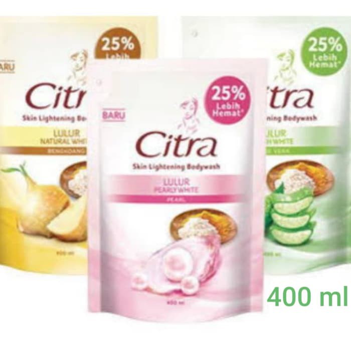 Citra Skin Lightening Body Wash Sabun Mandi Lulur Natural Fresh Pearly White Refill 400 Ml Indonesia