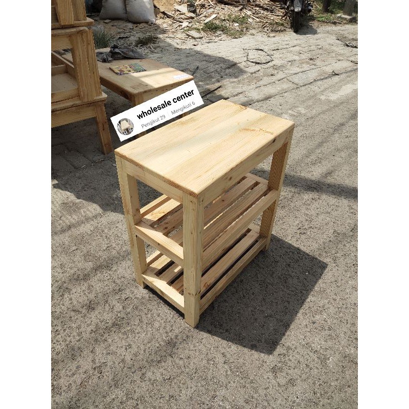 Meja rak kayu jati Belanda 60x30x45cm