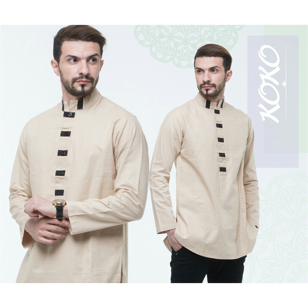 Baju pria dewasa  koko al-fatih lengan panjang fashion muslim bahan cotton cigarette original