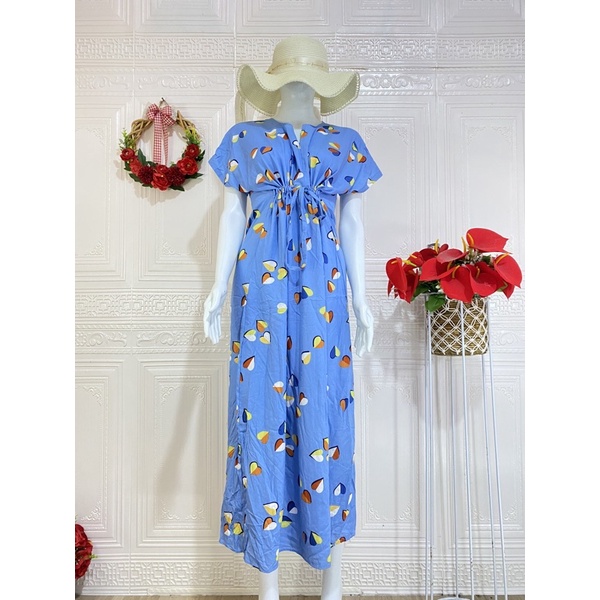 DASTER SERUT NON RUFFLE / DASTER SERUT RAYON PANJANG SEMATA KAKI-N-Biru Love