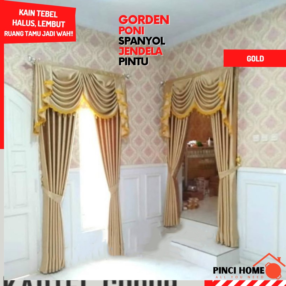 Gorden Blackout Poni Spayol Mewah Jumbo Motif Poni Rumbai Polos Embos Untuk Ruang Tamu