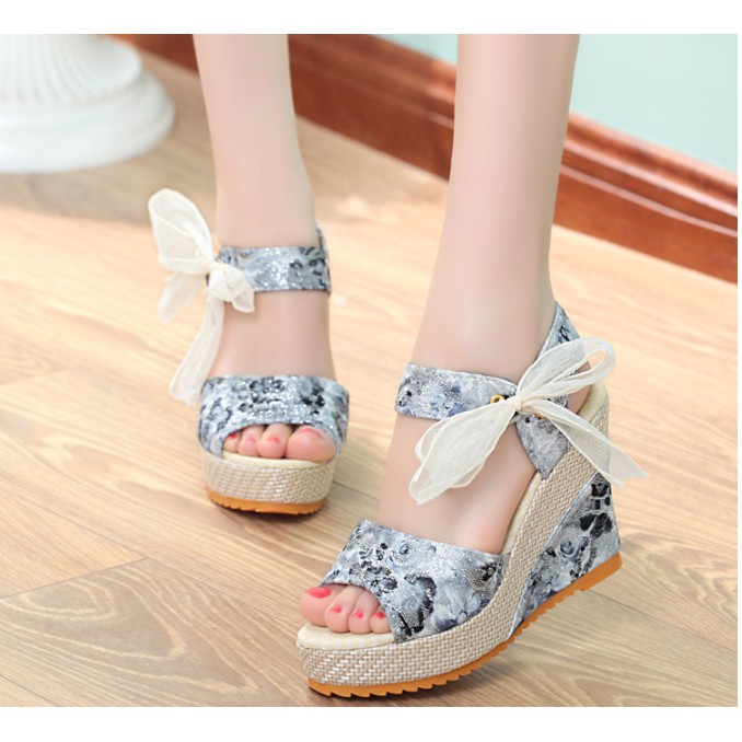 SEPATU BLACK WEDGES 10cm IMPORT