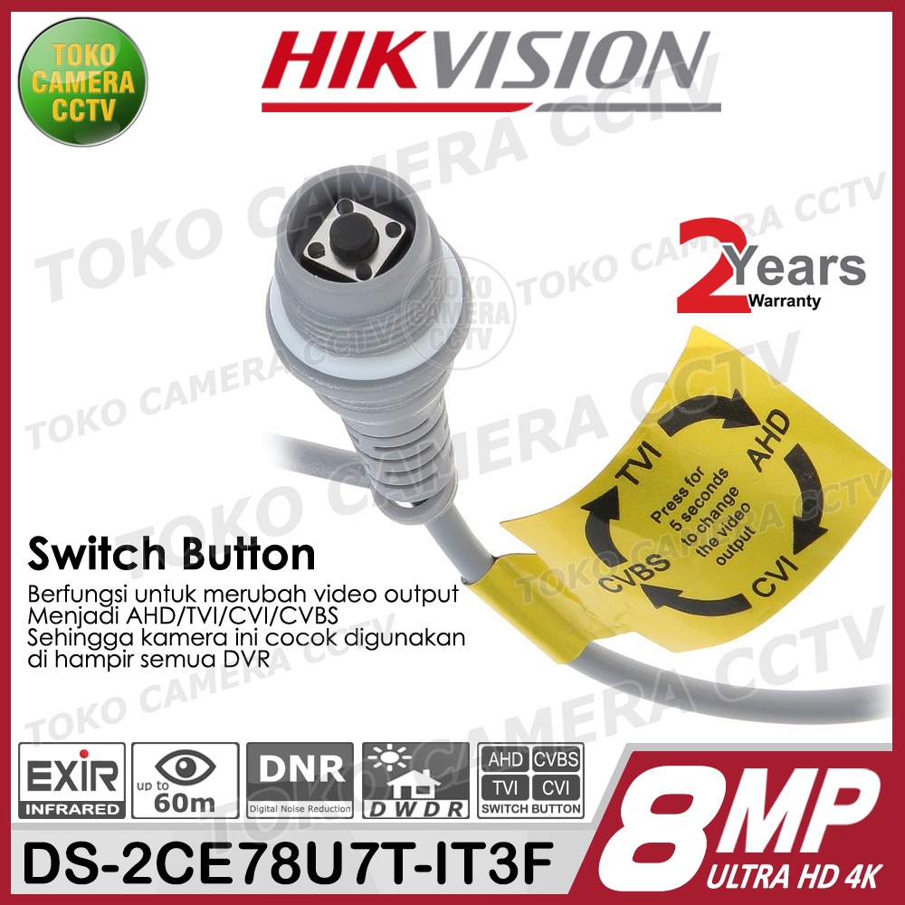 KAMERA INDOOR HIKVISION DS-2CE78U7T-IT3F 8MP 4K BODY METAL LOW LUX