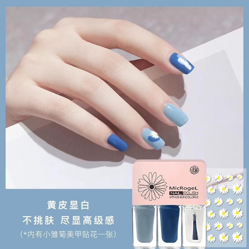 Kutek Nail Polish Peel Off Korea 3 in 1 / Kutek Set 3 Warna Tahan Lama / Pewarna Kuku 398