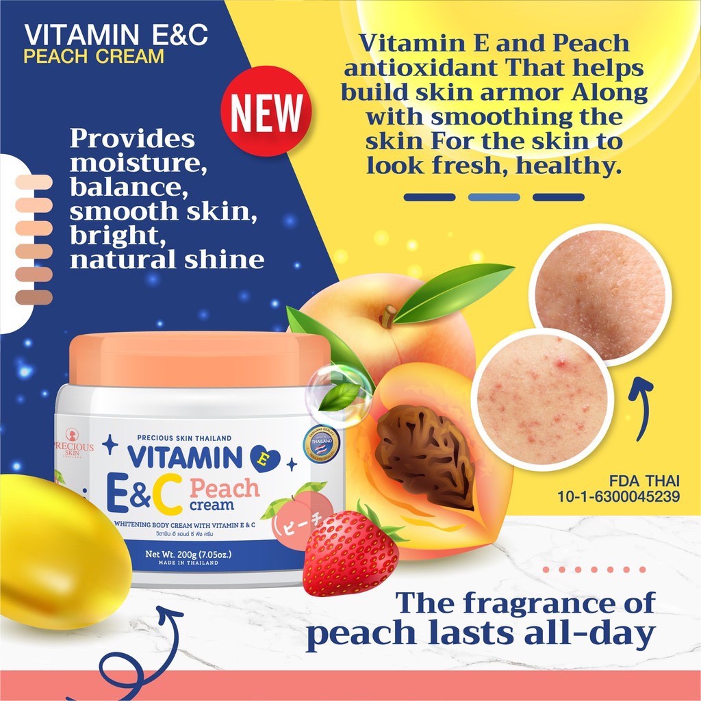 PRECIOUS SKIN BODY CREAM ELZA VITAMIN E LEMON VITAMIN C SNAIL WHITE HYA KOJIC GOLD