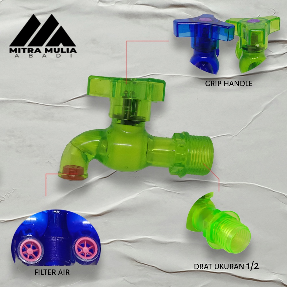 Kran Plastik Transparan 1/2 Inchi - Kran Air Bening Taman