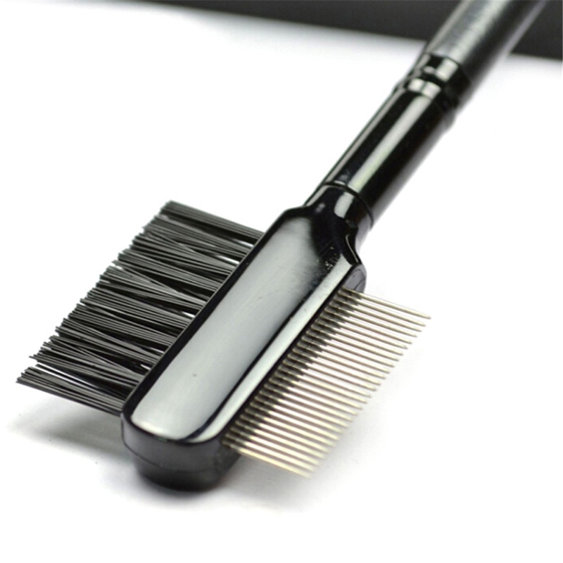 【Theredsunrisesiwy.id】1pc Steel Eyebrow Eyelash Dual-Comb Extension Brush Metal Comb Makeup Tool