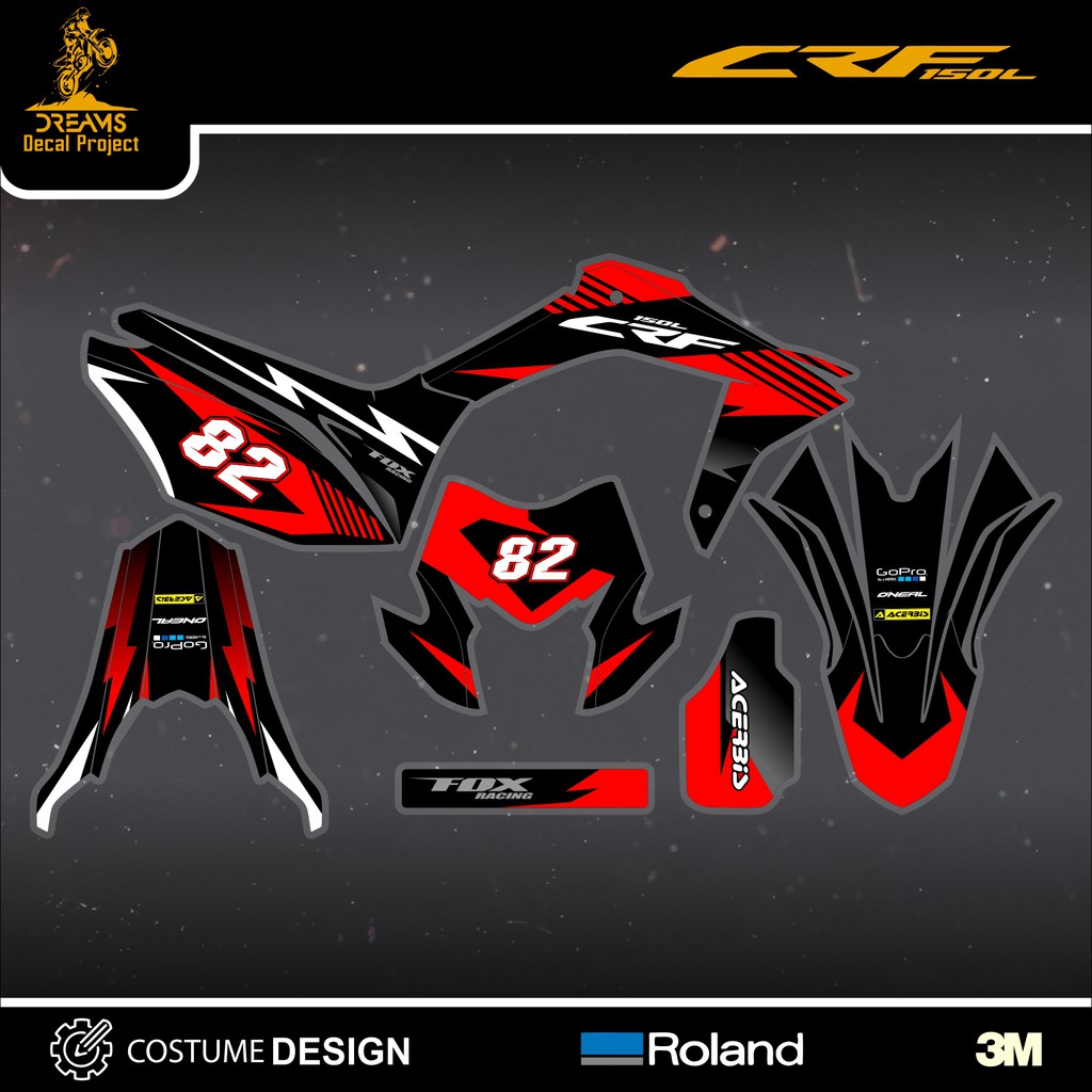 Decal CRF 150L Red Black White Line