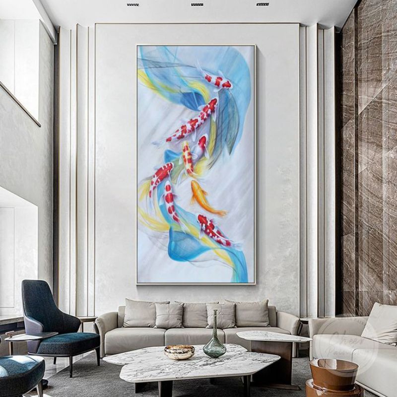 lukisan ikan koi abstrak,lukisan koi,lukisan koi aesthetic,modern art