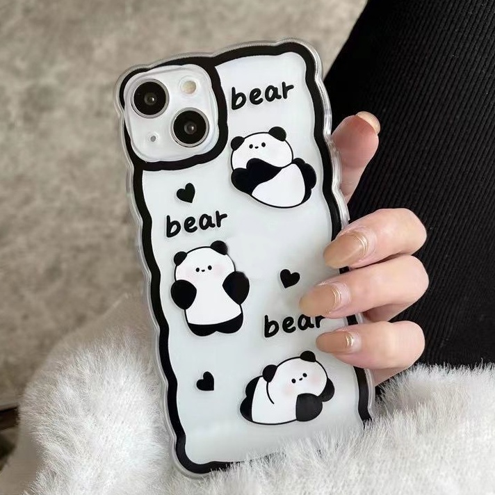 Soft Case Silikon TPU Transparan Motif Beruang Cover Iphone 12 13 SE 6 6S 7 8 Plus X XS XR 11 Pro Max