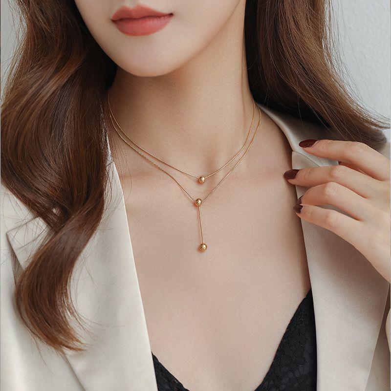 Kalung Titanium 2 Layer Model Wanita Korean Anti Karatan