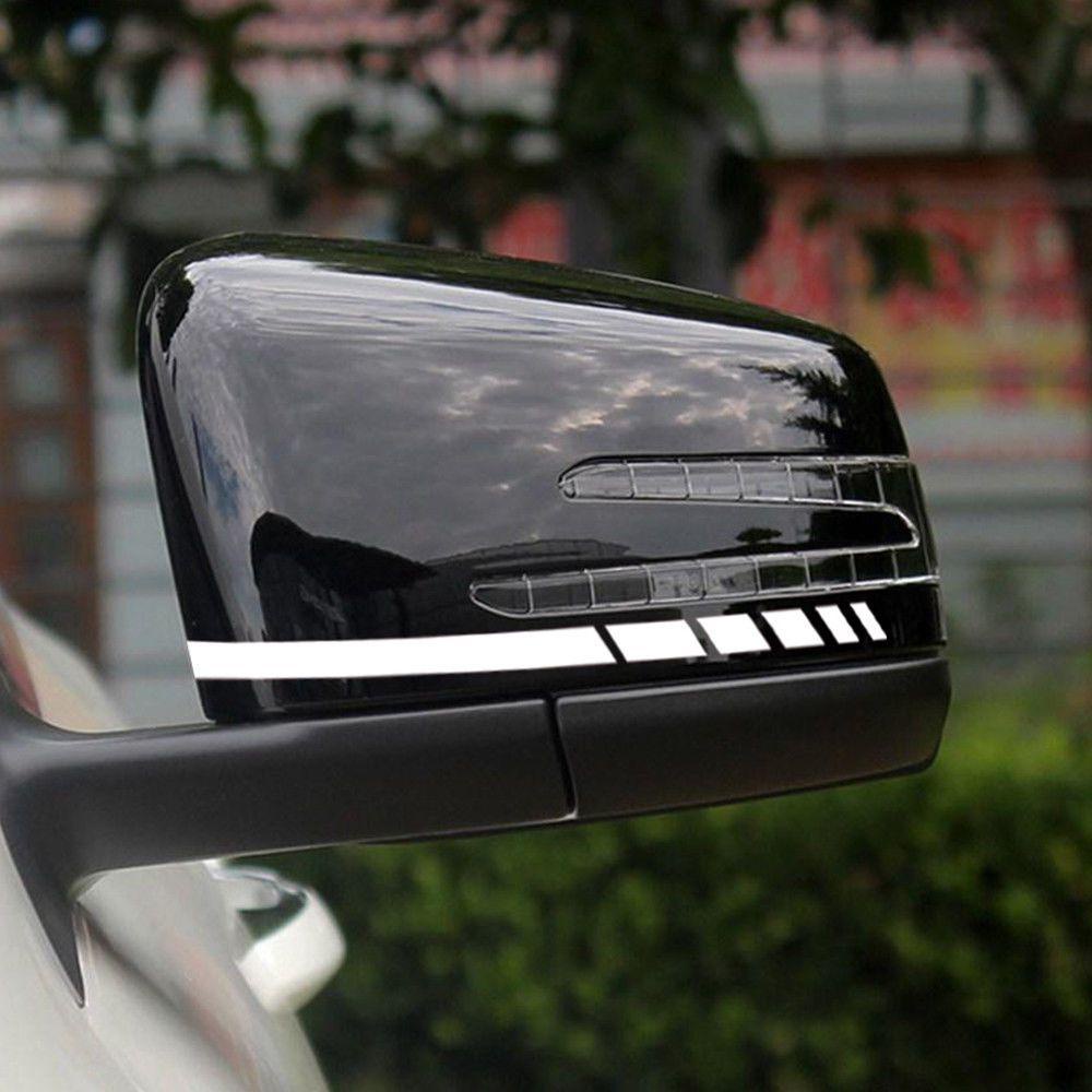 Populer 4Pcs/set Spion Samping Stiker Aksesoris Baru Hitam/Putih/Merah/Biru Garis Emblem Untuk Benz Mercedes