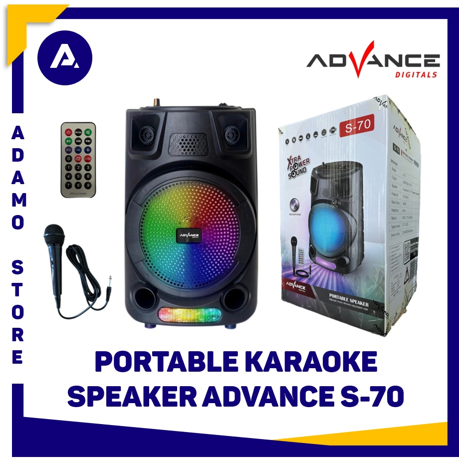 Speaker Advance S-70 S70 Bluetooth Music Box Karaoke Free Mic