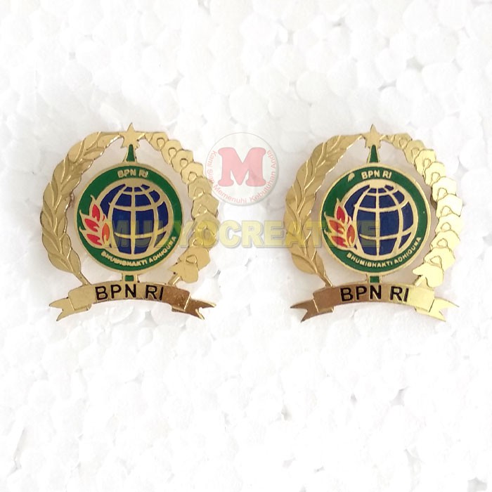 Pin Bros Logo BPN RI Pengait Jarum Pin BPN Model Padi Kapas Warna