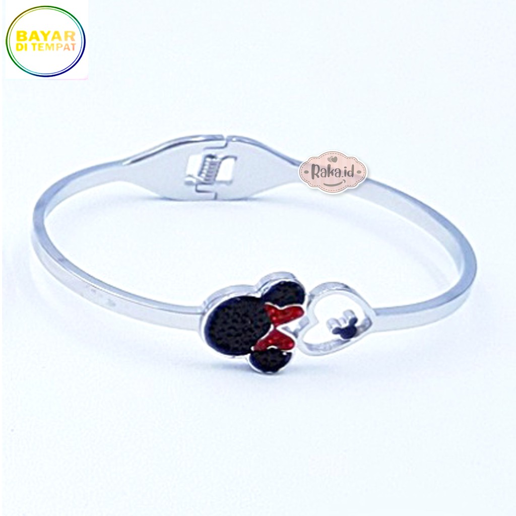 Raka Acc - Gelang Tangan Wanita Bangle MINNIE Hitam Love Rose Gold TITANIUM Perhiasan Wanita