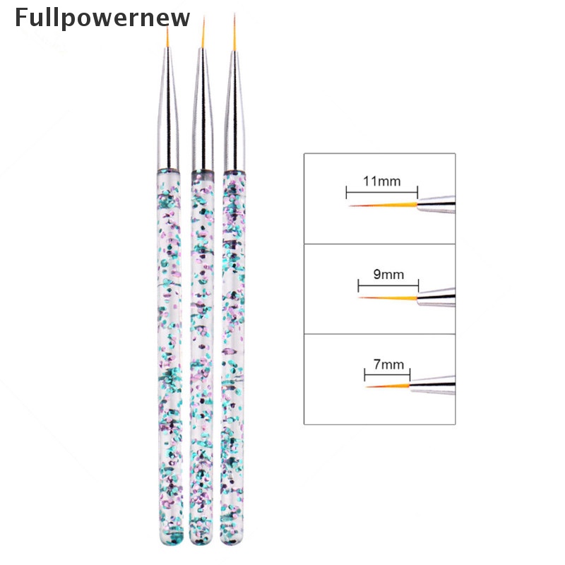 [FULL] 3Pcs Acrylic French Stripe Nail Art Liner Brush Set 3D Tips Manicure Ultra-thin