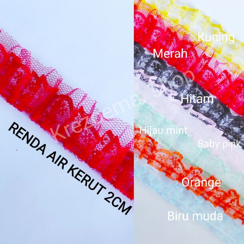 Renda air kerut size 2cm meteran