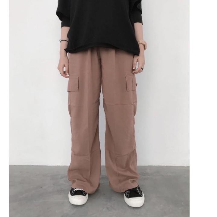 Hott Sale.. [𝐂𝐫𝐨𝐜𝐮𝐬] - Lyora Loose Cargo Rayon Pants / FCelana Wanita Fake Cargo