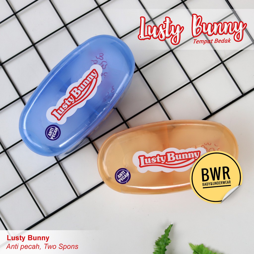 Tempat Bedak Lusty Bunny TB1516 / TB1530 Anti Pecah 2 With Puff Original Bunny - Bwr IX