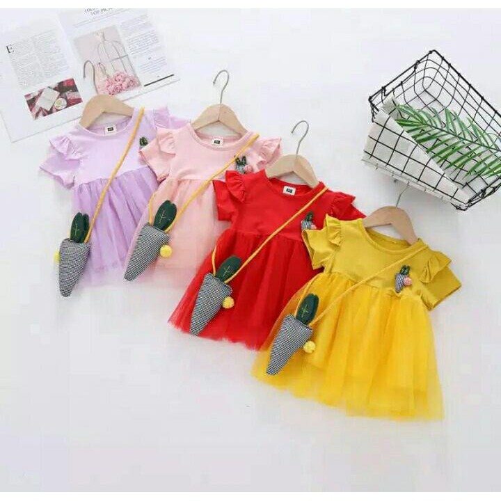 Dress Wortel + Tas Wortel Baby Girl Usia 4-9 Bulan