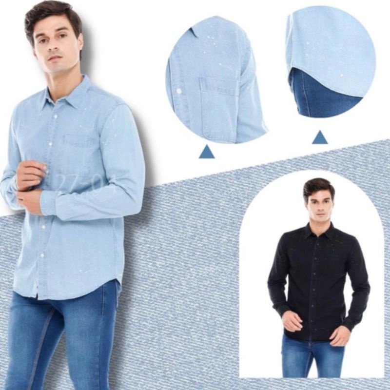 [CB] FSSB001 FSBN Painted Denim Shirt - Kemeja Jeans Pria
