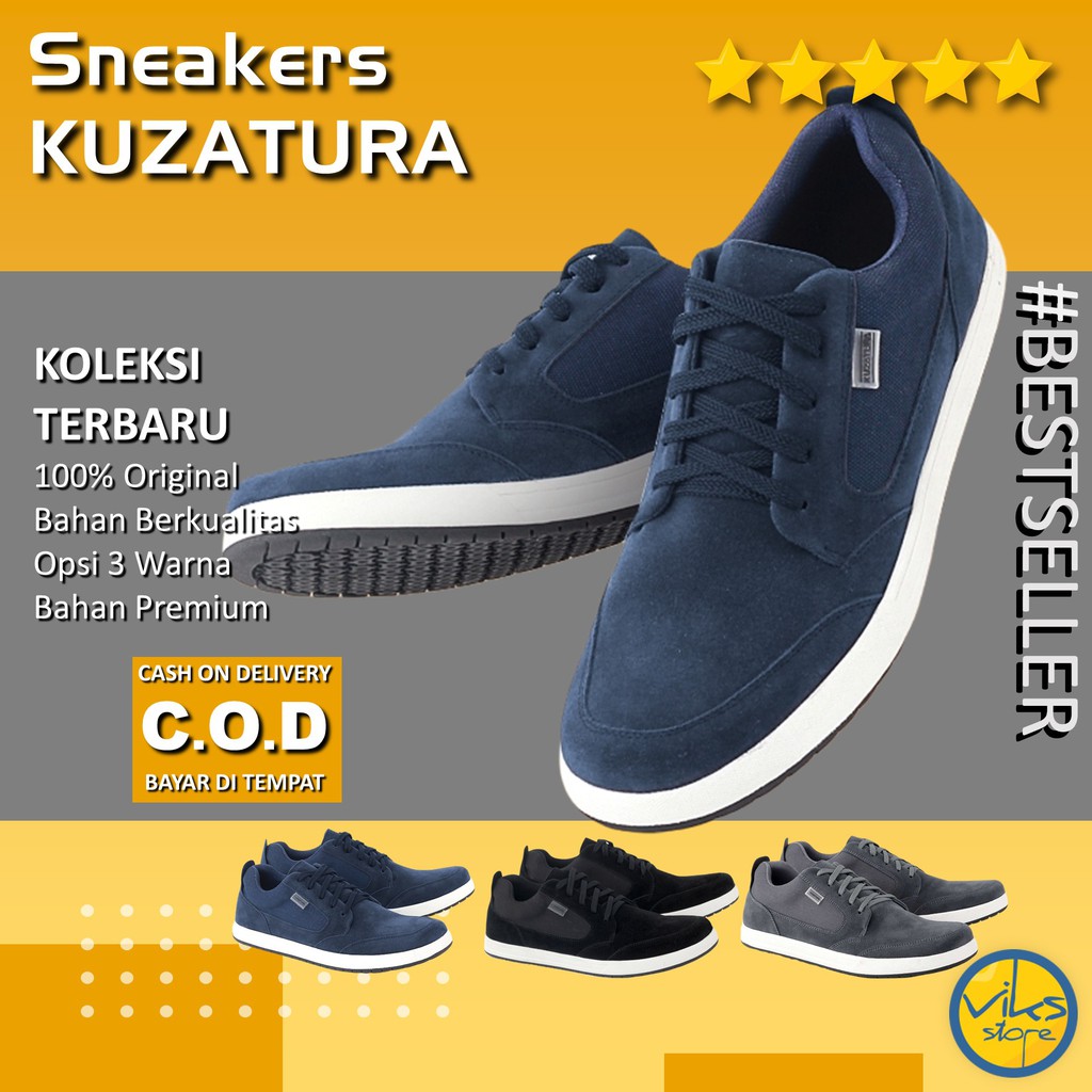 Sepatu Sneakers Pria Cowok Tali Style Casual Distro Kuzatura Original Suede Lokal Premium Elegan