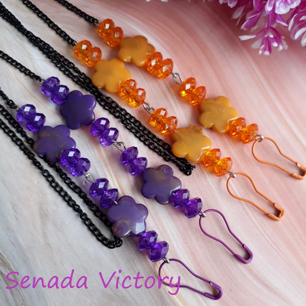 Senada Victory Kalung Masker Bunga Kristal 2 in 1 Konentor Hijab SKM03