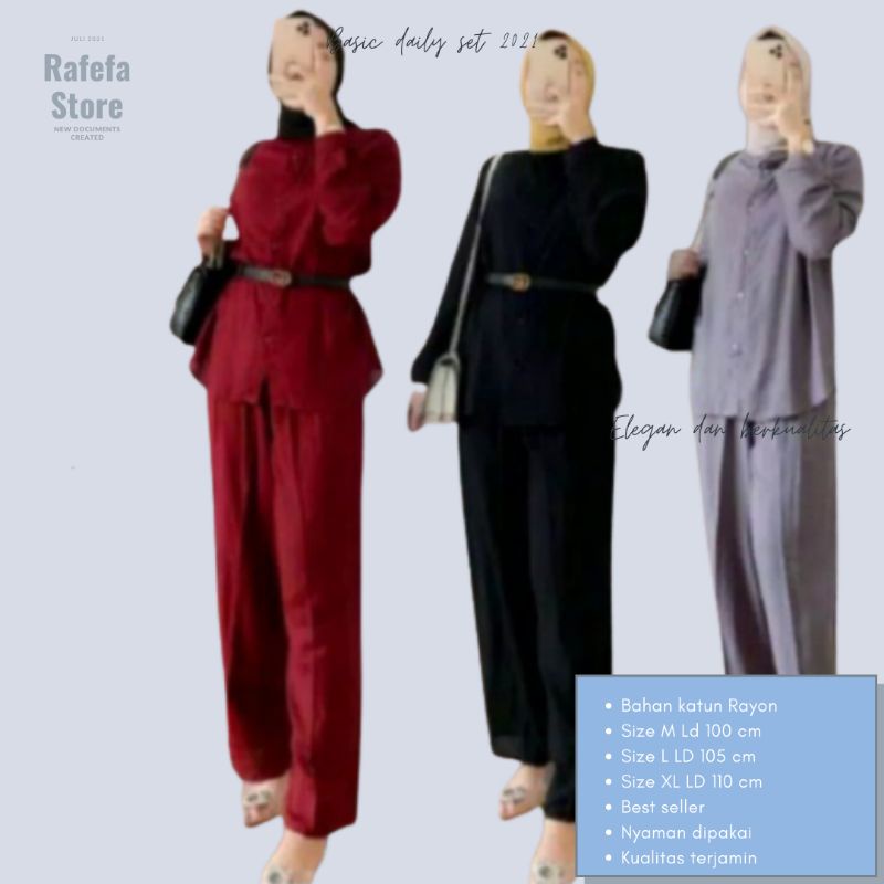 Basic daily set rayon baju setelan wanita kekinian gamis Basic daily set rayon baju setelan wanita kekinian gamis