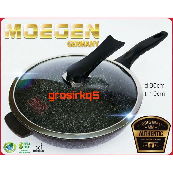Produk Unggulan Wok Pan Moegen Germany Marble Coating 30 Cm Teflon Anti Lengket Murah