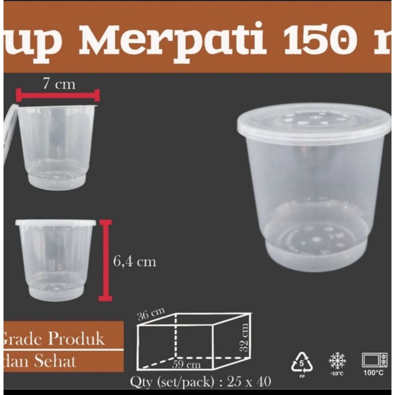 isi 25pcs + Tutup cup puding merpati 150ml Libra