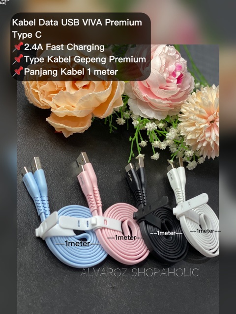 [AZ] Kabel Data VIVA USB Fast Charging VIVA TYPE C Panjang 100CM 2.4A Android Kwalitas Vivan