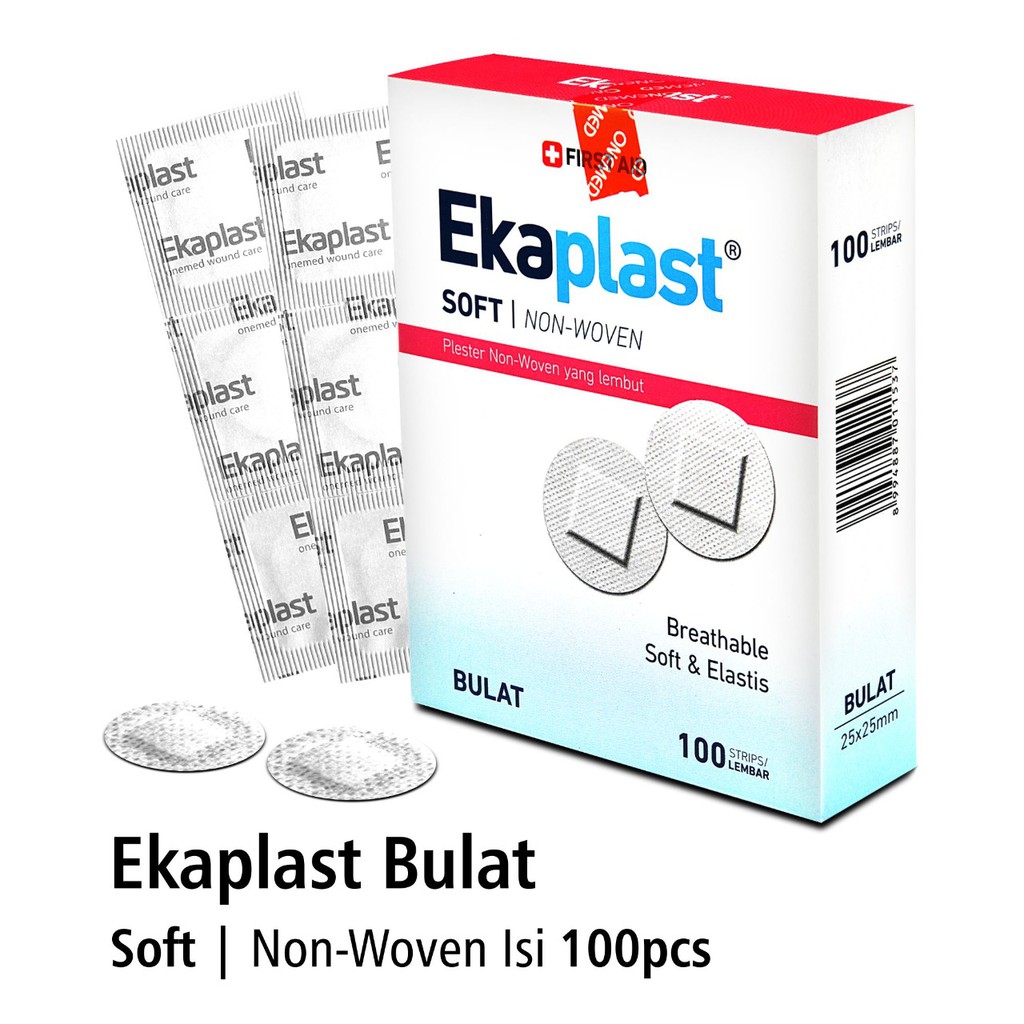 OneMed Plester Soft Bulat Non Woven Ekaplast Box isi 100 Strip