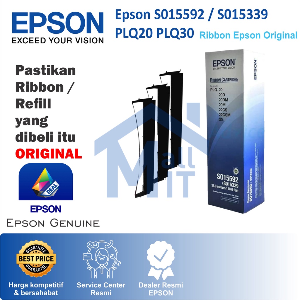 (BISA COD) RIBBON CATRIDGE EPSON ASLI ORIGINAL PLQ20 PLQ-20 PLQ30 PLQ-30 1BOX 3PCS