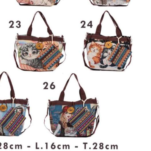 Tote bag kanvas owl gajah model kancing / tas thailand bangkok import