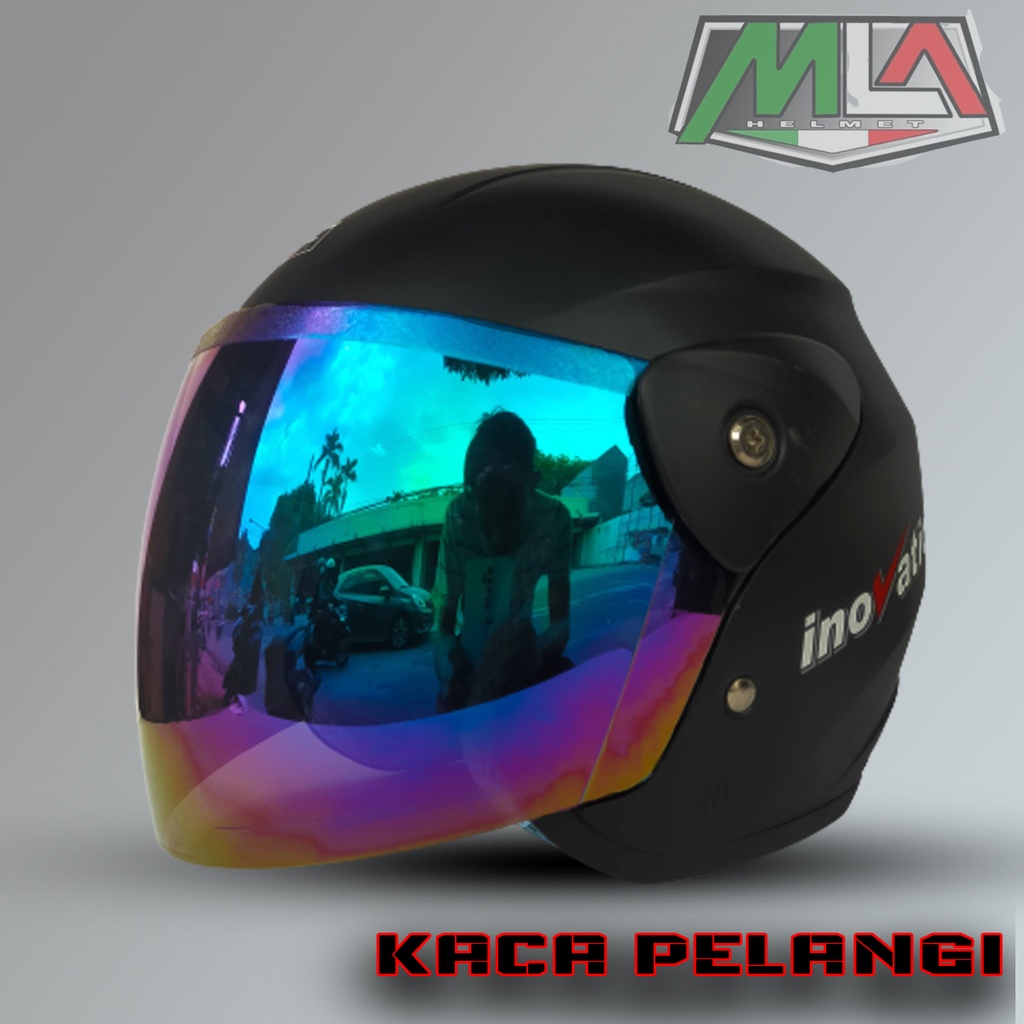 Helm Motor Dewasa Helm Half Face / Helm Pria / Helm Wanita Mirip Seperti Helm GM Evolution Kaca SIlver Kaca Pelangi Murah -bukan helm kyt kyoto