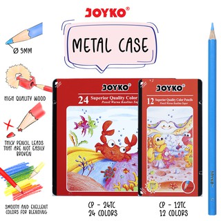 Joyko Pensil Warna Dengan Metal Case Color Pencils Hexagonal Grip