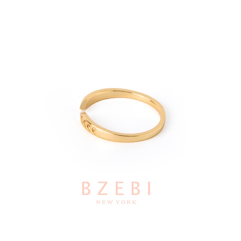 Bzebi Cincin Emas 18k Model Terbuka Anti Karat Gaya Korea 1031r Untuk Wanita
