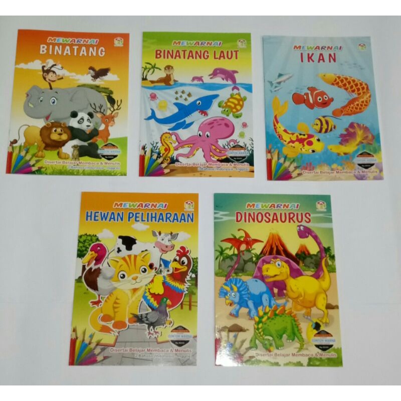 

Buku Mewarnai seri Binatang Lengkap Dengan Contoh Warna
