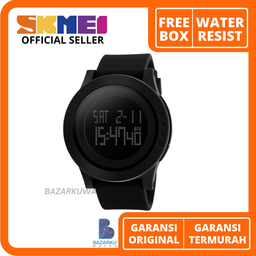 Jam Tangan Skmei 1142 Full Black Jam Tangan Skmei Jam Tangan Karet Pria Jam Tangan Cowok Sport SKMEI