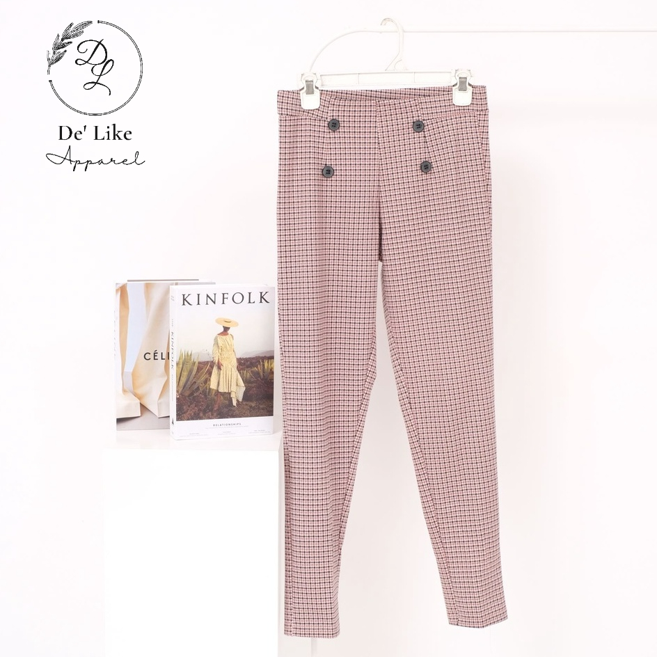 Alura Pants Print - Celana Wanita Garis Tengah - Vivaldi Fashion - Celana Kerja Wanita Formal Casual