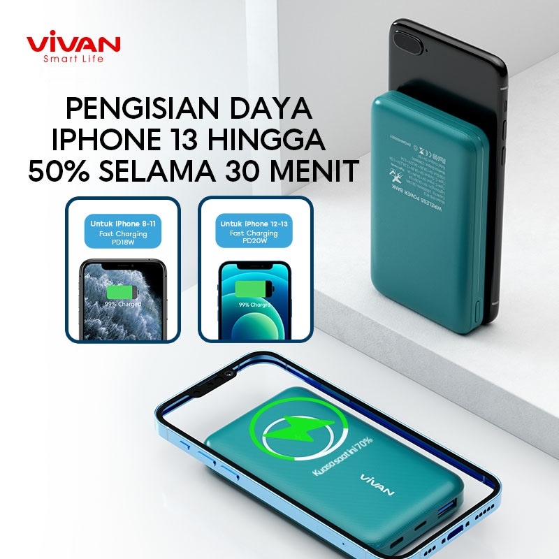 VIVAN VPB-W12 Powerbank 10.000mAh Magnetic Wireless Fast Charging 20W QC3.0 PD Support iPhone 13 12 Pro - Garansi Resmi 1 Tahun-3