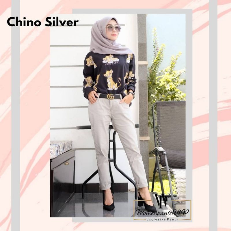 celana panjang chinos wanita|bahan katun setrit melar| varian warna hitam. abu. mocca. cream uk 27-34 celana kantor wanita