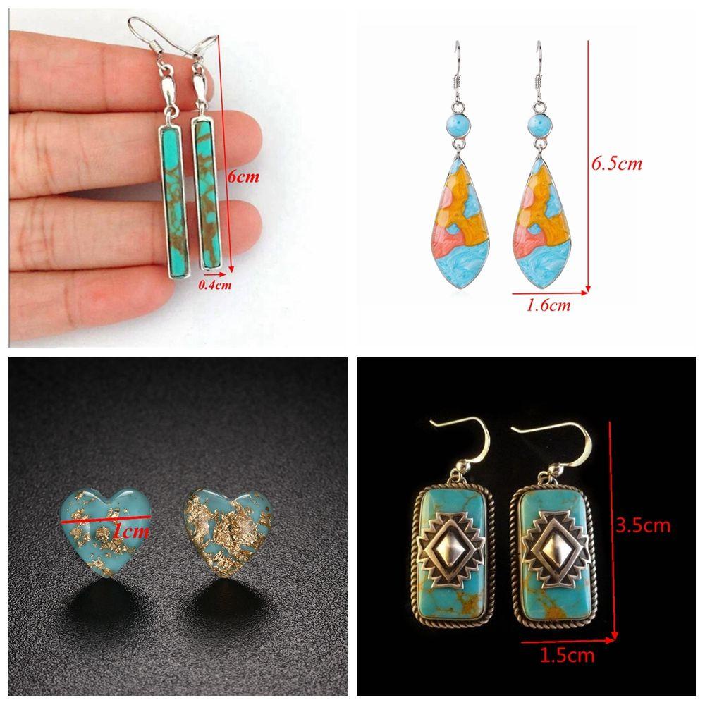 R-flower 1pasang Anting Kait Pirus New Charm Bohemian Jewelry