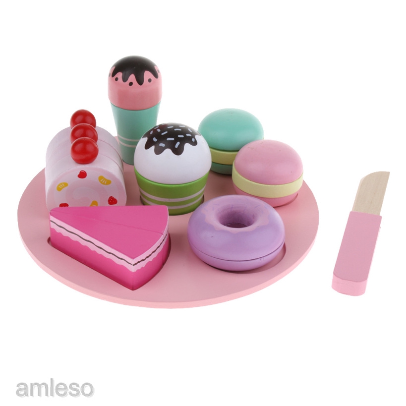 wooden toy kitchen food