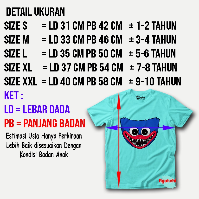 Baju Kaos Atasan Anak Huggy Wuggy Play Time