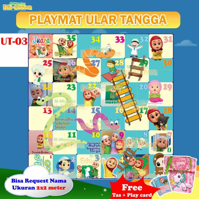 Ular tangga jumbo 2X2 meter permainan edukasi islami  edu activea terbaru original