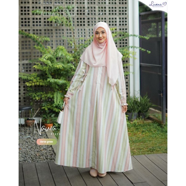 READY STOCK NAURA DRESS BY LUVENA DRESS MOTIF DEWASA DRESS LENGAN PANJANG DRESS TERBARU LUVENA