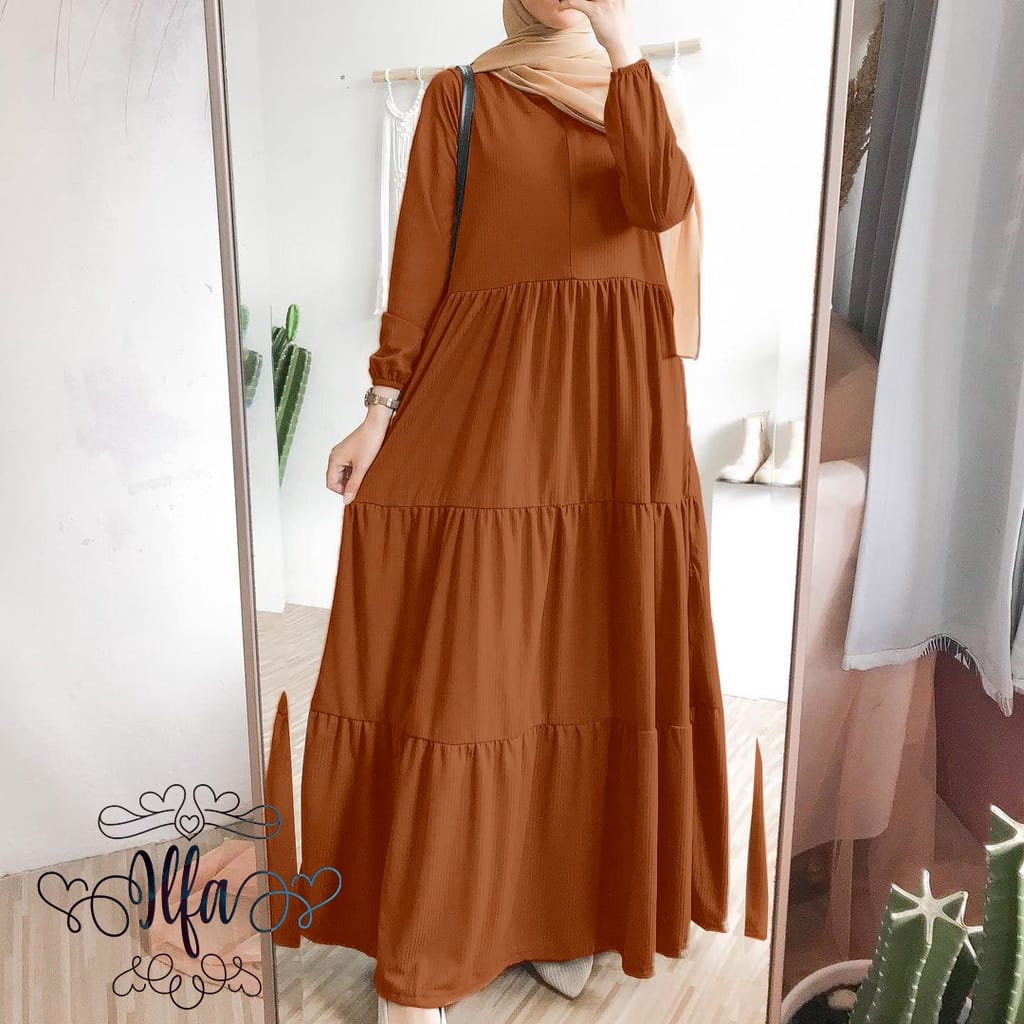 GAMIS SUSUN // Hanum Dress Premium Quality // Dress Polos / MIDI DRESS MUSLIM / MIDI DRESS MUSLIM