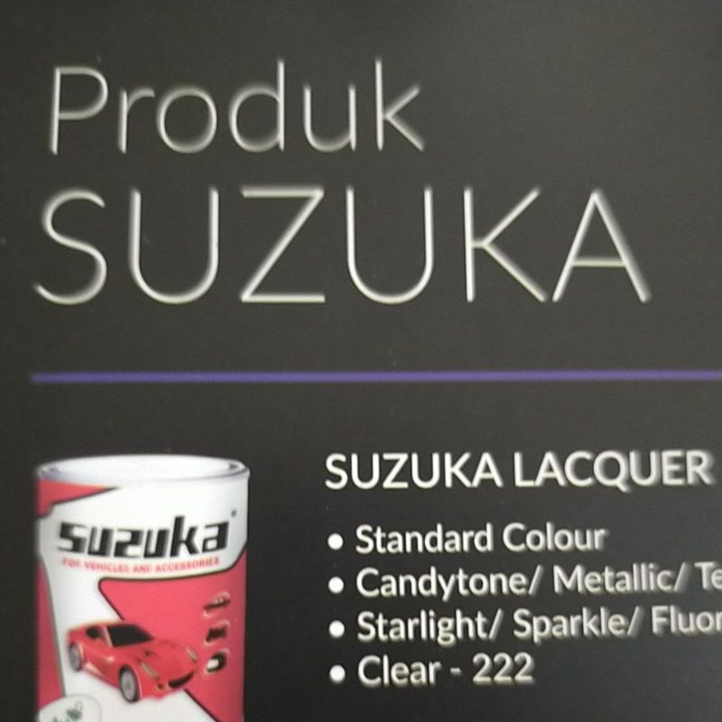 Suzuka cat Duco clear vernis, hitam kilap. cat Duco warna standart